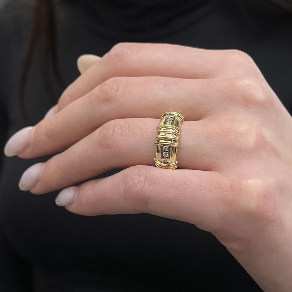 Rachel Koen 0.50Cttw Round Cut Diamond Ladies Ring 14K Yellow Gold Size 5.25